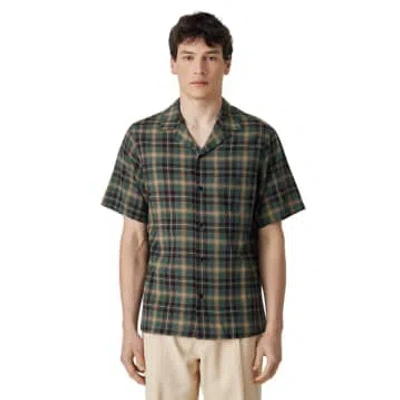 Portuguese Flannel Flan Short Sleeve Shirt Green / Sand / Navy In Green