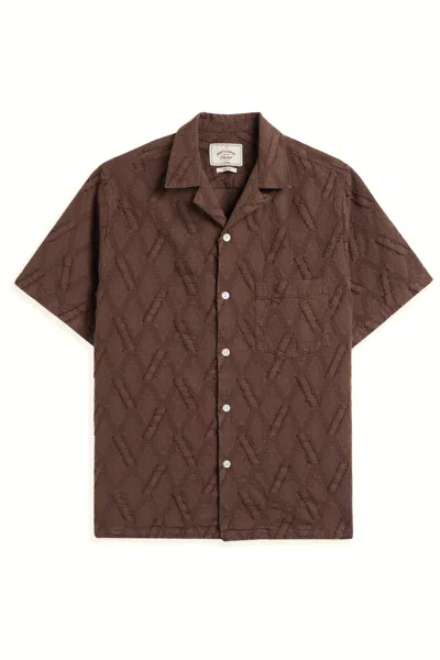 Portuguese Flannel Ike Cotton Bowling Collar Shirt In Gray