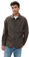 Portuguese Flannel Labura Wool Herringbone Jacket Brown In Gray
