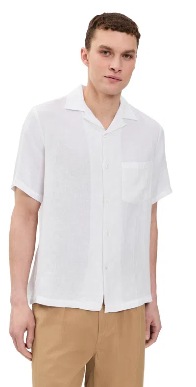 Portuguese Flannel Linen Camp Collar Shirt White