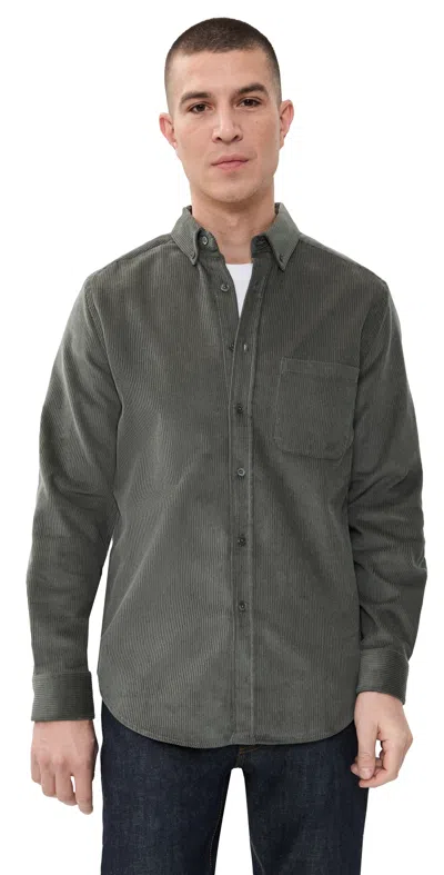Portuguese Flannel Lobo 2.0 Corduroy Button Down Shirt Grey In Gray