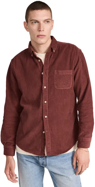 Portuguese Flannel Lobo Button-down Collar Cotton-corduroy Shirt In Red
