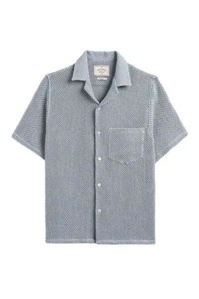 Portuguese Flannel Agora Textured Bowling Collar Shirt In Gray