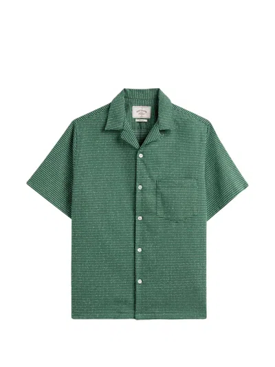 Portuguese Flannel Polka-dot Camp-collar Shirt In Green