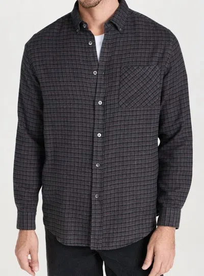 Portuguese Flannel Port Long Sleeve Shirt In Grey/black/bordeaux In Multi