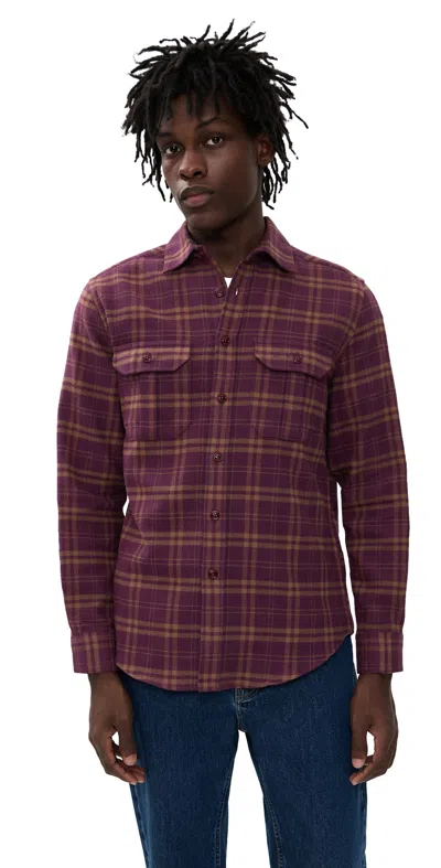 Portuguese Flannel Stringer Cotton Plaid Overshirt Multi Color In Pink