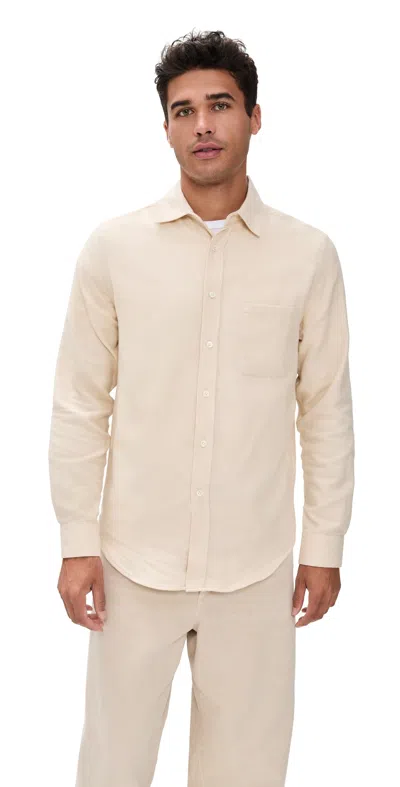 Portuguese Flannel Teca 2.0 Brushed Flannel Button Down Shirt Ecru In Neutral