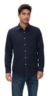 Portuguese Flannel Teca 2.0 Brushed Flannel Button Down Shirt Navy In Blue