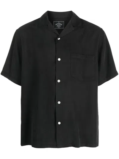 Portuguese Flannel Tencel Short-sleeved Shirt In Black