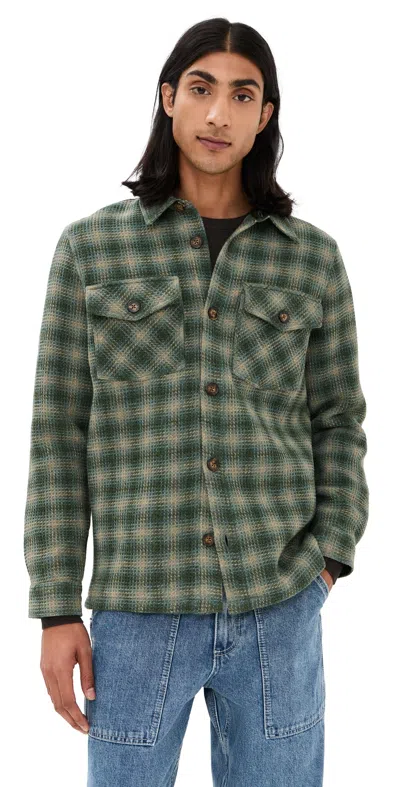 Portuguese Flannel Waffle Overshirt Green