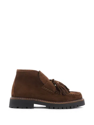 Posa Aosta Tassel-detail Suede Ankle Boots In Blue