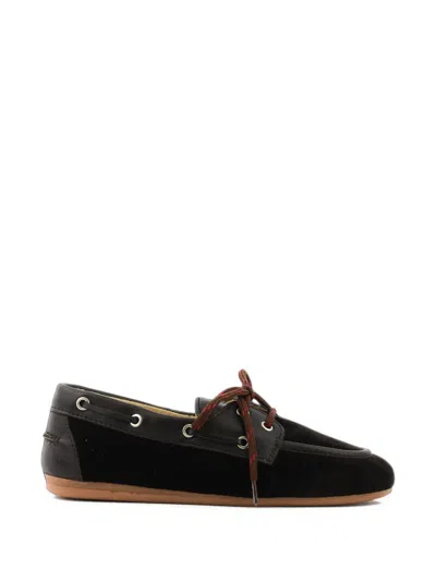 Posa Boat Samtloafer Mit Schnürung In Brown