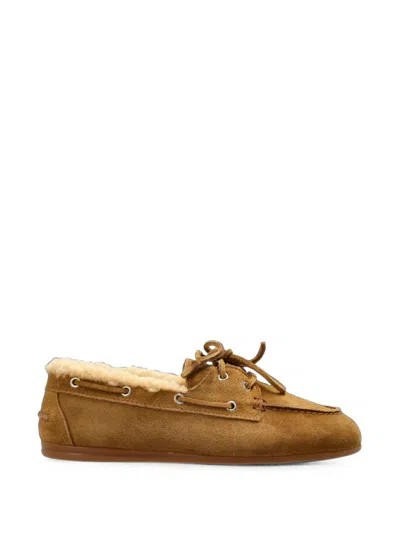 Posa Boat Shearling-lined Calf Suede Loafers In Multi