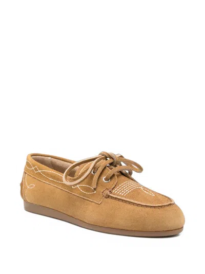 Posa Contrast-stitch Lace-up Boat Shoes In Multi