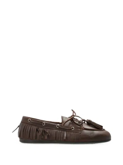 Posa Fringe-trim Ballet Flats In Brown