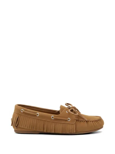 Posa Fringe-trim Boat Loafers In Brown