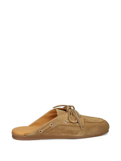 Posa Lace-up Backless Mules In Neutral