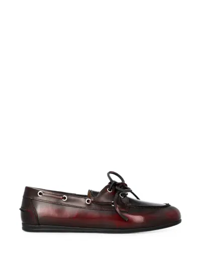 Posa Lace-up Leather Loafers In Red