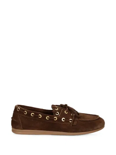 Posa Lace-up Suede Loafers In Brown