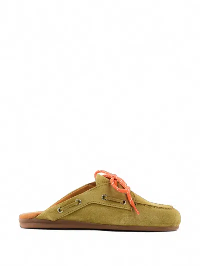 Posa Lace-up Suede Mules In Multi