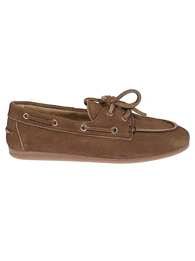 Posa Leather Boat Loafers In Brown