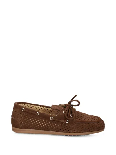 Posa Perforated Lace-up Loafers In Brown