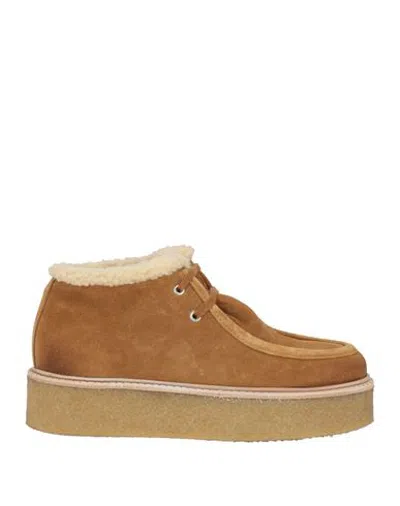 Posa Woman Lace-up Shoes Camel Size 7 Leather In Brown