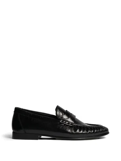 Posa Wrinkled-textured Loafers In Black
