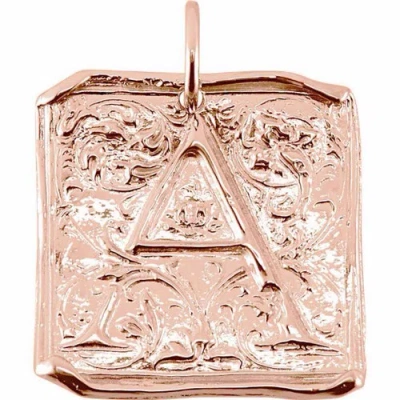 Pre-owned Posh Mommy Vintage Initial Pendant In 14k Rose, White Or Yellow Gold