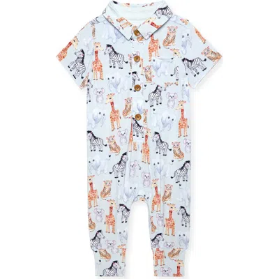 Posh Peanut Babies'  Animal Print Henley One-piece