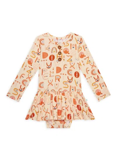 Posh Peanut Baby's Girl's Alphabet Print Twirl Skirt Bodysuit In Beige Multi