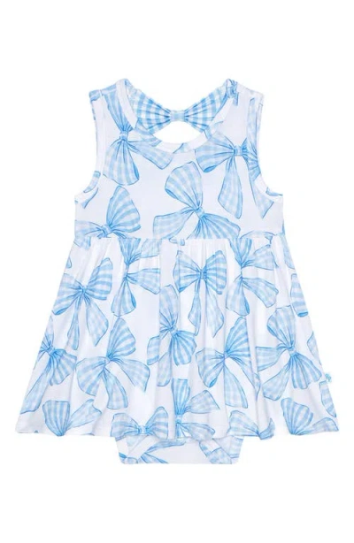 Posh Peanut Babies'  Bow Back Twirl Bodysuit Dress In Blue