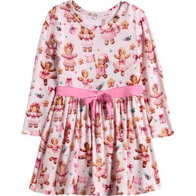 Posh Peanut Babies'  Bow Twirl Long Sleeve Skirted Bodysuit In Pink