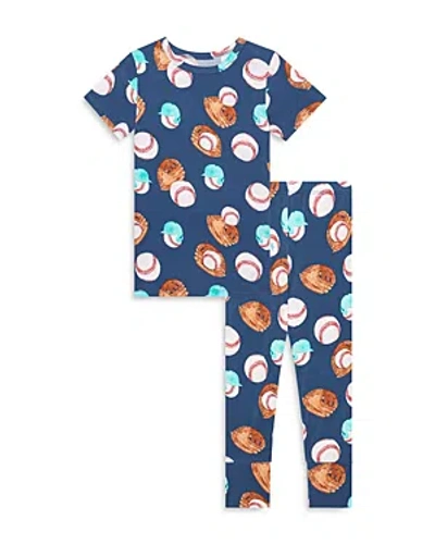 Posh Peanut Boys' Homer Short Sleeve Pajama Set - Baby, Little Kid, Big Kid In Medium Blue