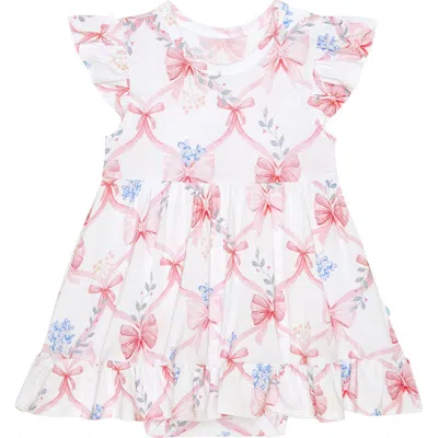 Posh Peanut Babies'  Cap Sleeve Ruffle Bodysuit Dress In Pink