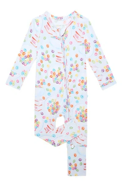 Posh Peanut Babies'  Cereal Print Convertible Zip-up Footie In Blue