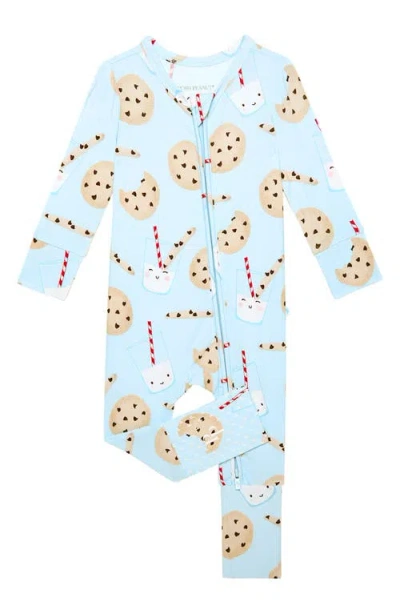Posh Peanut Babies'  Chocolate Chip Cookies Convertible Zip-up Footie In Blue