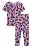 POSH PEANUT ELECTRIC LEOPARD FITTED TWO-PIECE PAJAMAS