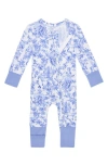 Posh Peanut Fitted Convertible One-piece Pajamas In Blue
