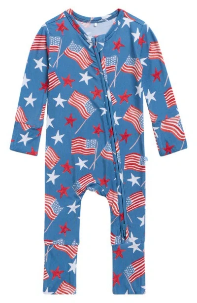 Posh Peanut Babies'  Fitted Convertible One-piece Pajamas In Blue