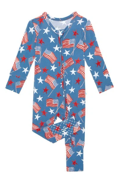 Posh Peanut Babies'  Flag Print Convertible Footie In Multi