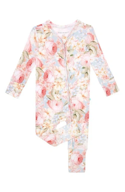Posh Peanut Babies'  Floral Fitted Convertible One-piece Pajamas In Pink