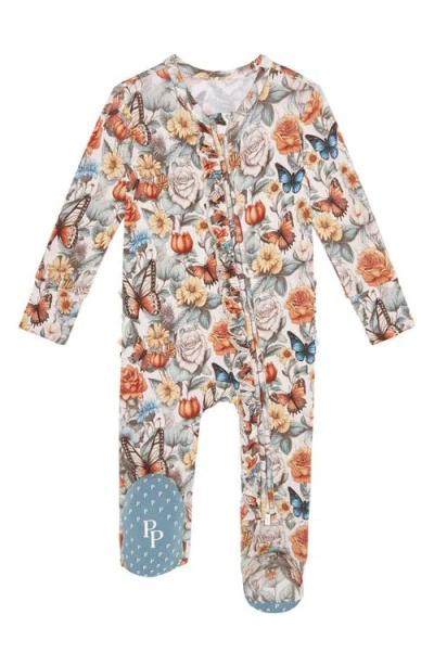 Posh Peanut Babies'  Floral Ruffle Zip Footie In Multi