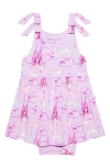Posh Peanut Flutter Babydoll Skirted Bodysuit In Pink