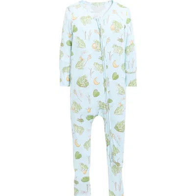 Posh Peanut Babies'  Frog Prince Print Convertible Zip-up Footie In Blue