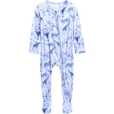 Posh Peanut Babies'  Front Zip Footie In Blue
