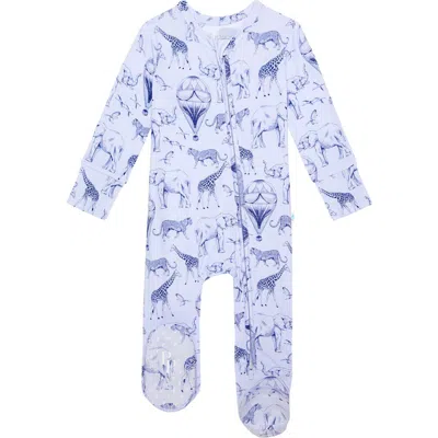 Posh Peanut Babies'  Front Zip Footie In Blue
