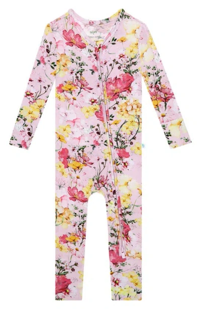 Posh Peanut Babies' Gaia Fitted Convertible Footie Pyjamas In Bright Pink