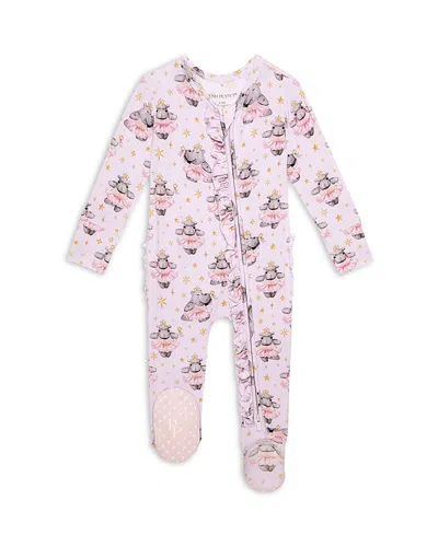 Posh Peanut Girls' Philomena Ruffled Zippered One Piece Footie - Baby In Purple