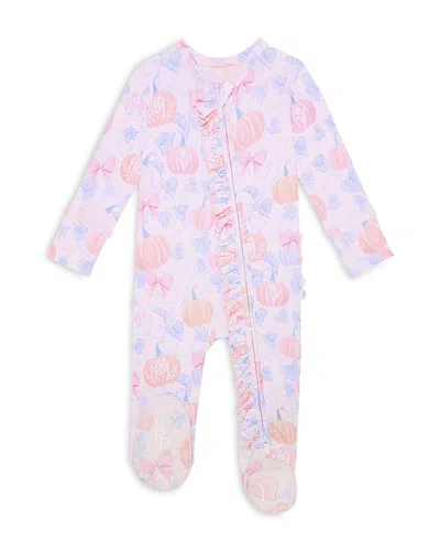 Posh Peanut Girls' Posh Pumpkins Ruffled Footie - Baby In Pink
